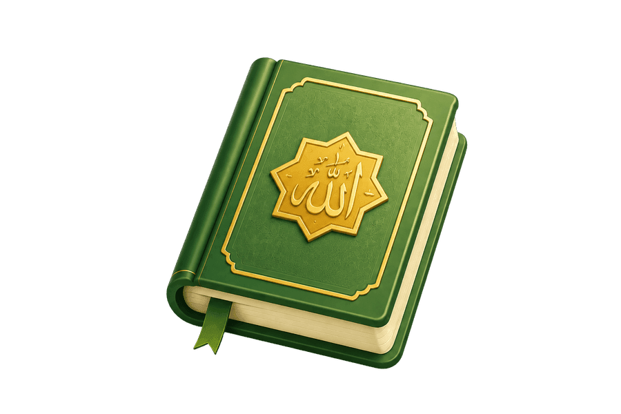 Illustration of an open Quran on a stand